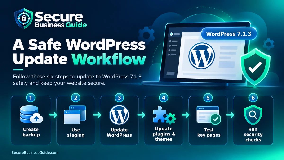 Safe WordPress 7.1.3 update workflow from backup through security checks