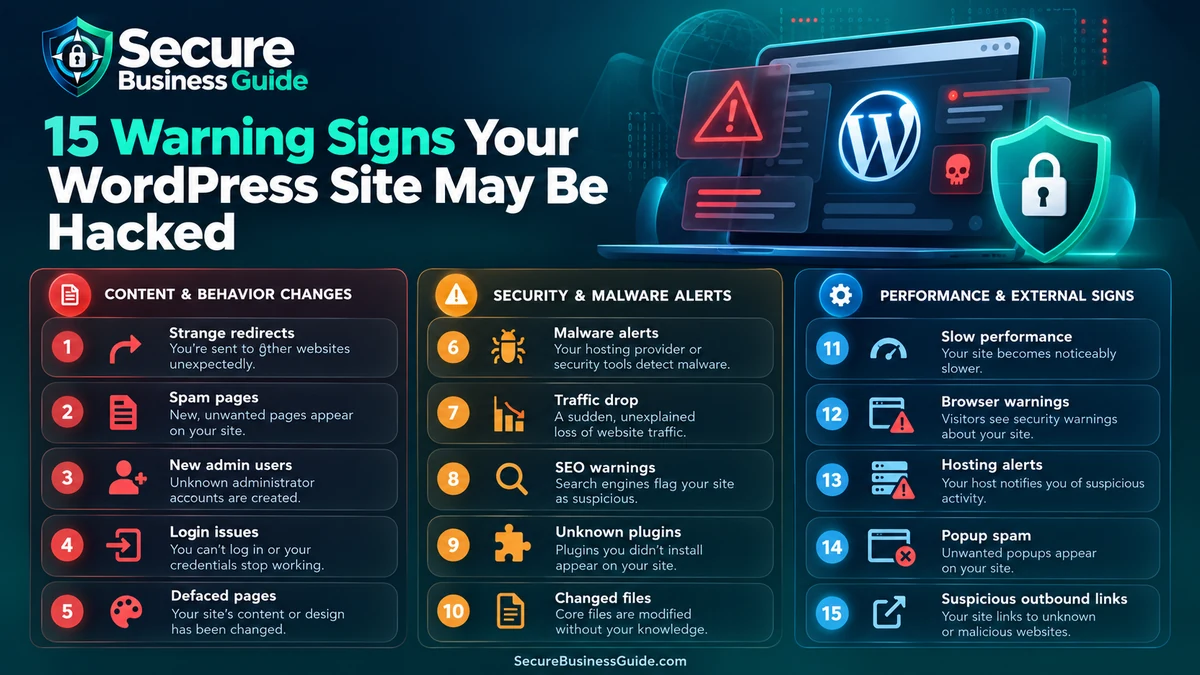 Fifteen warning signs that a WordPress website may be hacked