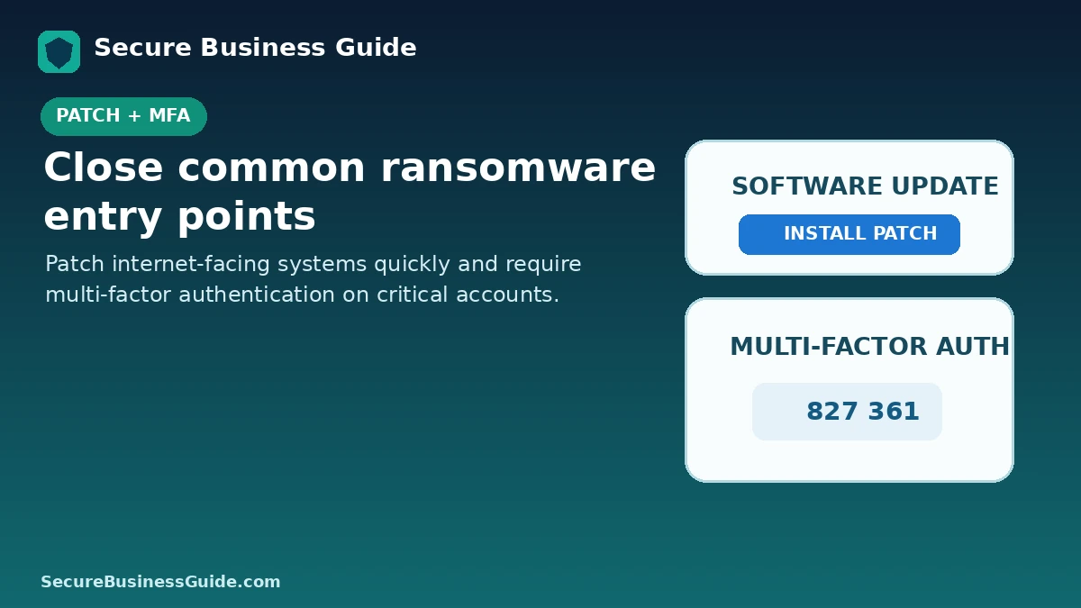Software patching and multi-factor authentication for ransomware prevention