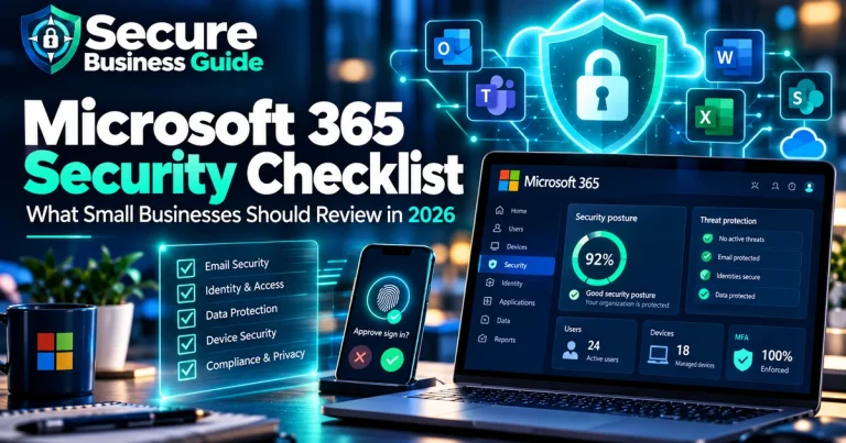 Microsoft 365 security checklist for small businesses in 2026 covering identity, email, data and device protection